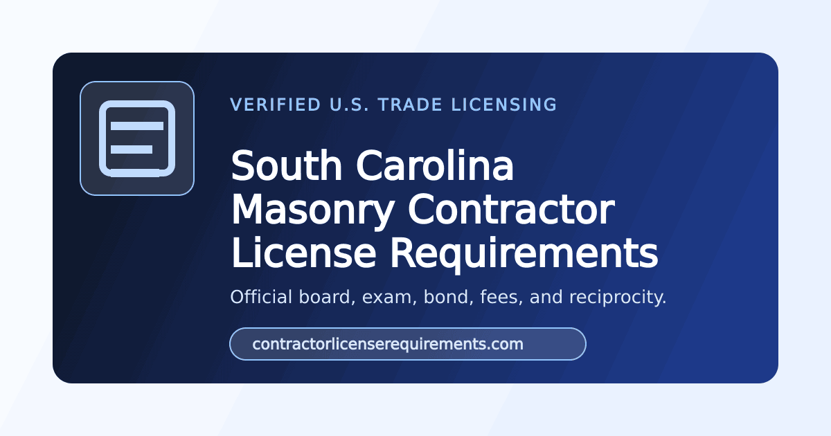 Sc Llr Sticker South Carolina Masonry Contractor License Requirements (2026) | SC LLR ...